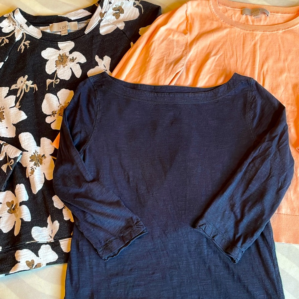 3/$16 - Medium, LOFT 3/4 Sleeve & Sweatshirt Bundle